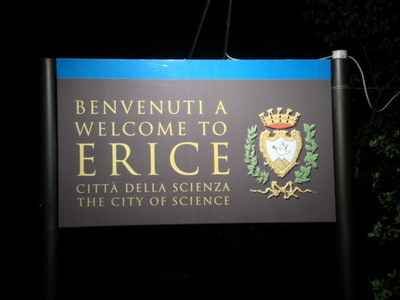 Erice City's Welcome Sign.